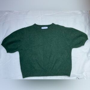 Petal & Pup Green Knit Cropped Short Sleeve Sweater Size Large